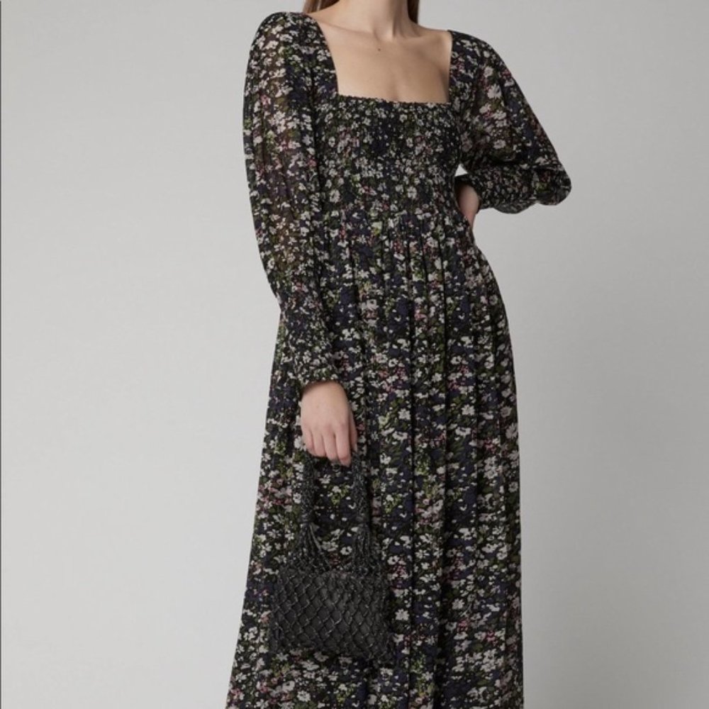 SOLD - Ganni long sleeve floral georgette maxi